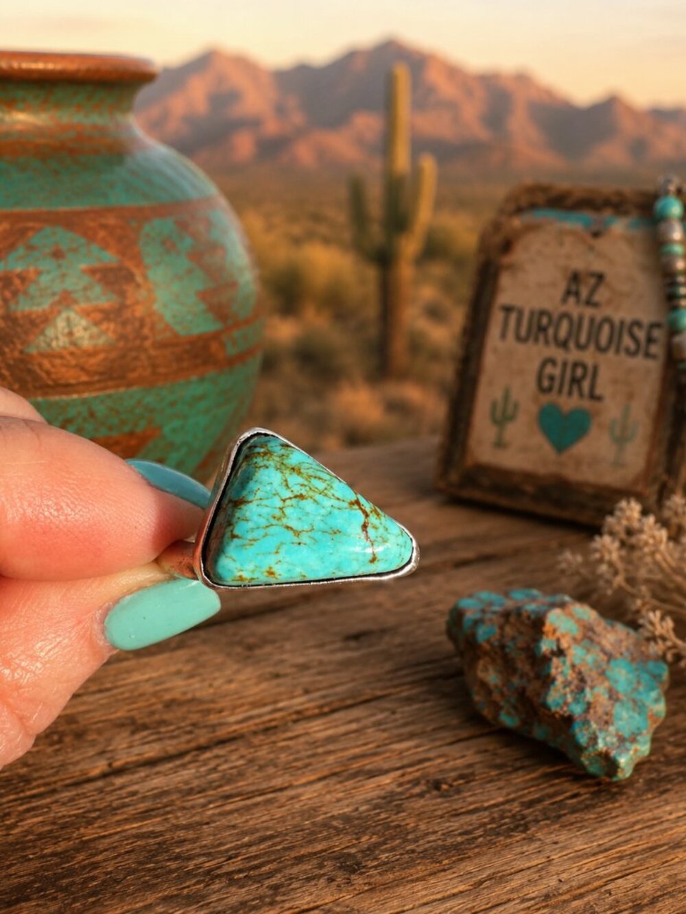 Royston Turquoise Sterling Silver Adjustable Ring